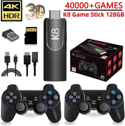 GAMESOUL K8 Game Stick Console 40000+ Inbuilt Games Dual Wireless Sup Video Game Gaming Consoles For TV Video Game Handheld with HDMI Output 20+ Emulator 128 GB with Modern Gamer Love by Fans of Portable, PS5,PS4,PS3,PS2,PS1, Xbox,Nintendo Switch