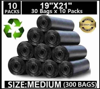 ASCREATION Biodegradable Black Garbage Bag - 19x21 ,(10X30=300 Pieces) Medium 25 L Garbage Bag  Pack Of 300