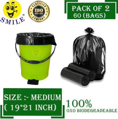 Smile Home Kitchen And Office Use Oxo Biodegradeable Garbage Bags Good Strength Medium 20 L Garbage Bag  Pack Of 60