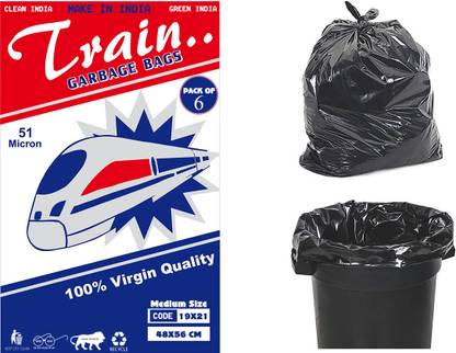 Train GOOD STRENGTH BIODEGRADABLE DUSTBIN BAGS | 19X21 INCH | 6 PACK OF 180 PCS | RECYCLEABLE 100% Medium 30.04 L Garbage Bag  Pack Of 180
