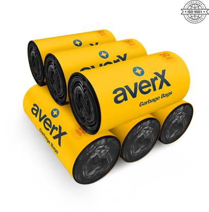 averX Premium Garbage Bags (Black, Medium, 19x21 inches) - 30 Bags/Roll - Pack of 6 Medium 20 L Garbage Bag Pack Of 180
