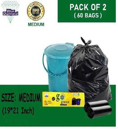 UTMHUB Garbage bags Medium size black for home Oxo Biodegradeable 30 Litre Medium 30 L Garbage Bag  Pack Of 60
