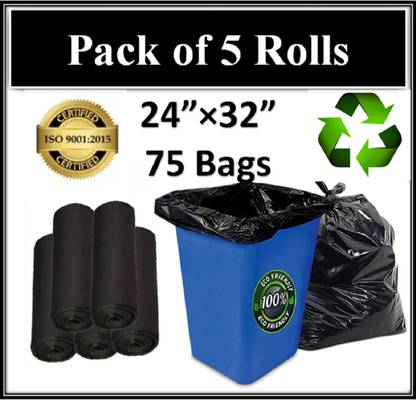 XOPY Garbage Bags/Dustbin Bags/Trash Bags-24X32 Inches - Pack Of 5 Large 30 L Garbage Bag  Pack Of 75