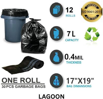 Lagoon Dustbin Bags 17x19 360 Small 12 L Garbage Bag  Pack Of 360