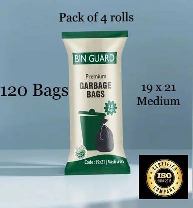 BIN GUARD GARBAGE BAG PACK OF 4 (120 BAGS) 19"X21" BLACK Medium 4 L Garbage Bag  Pack Of 30