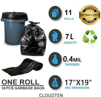CLOUDTEN 17X19 INCH (11 ROLLS) Small 11 L Garbage Bag  Pack Of 330
