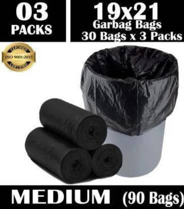 HOWNICE Biodegradable Garbage Bags,Dustbin Bags,Dustbin Covers,Waste bags,Garbage Bags Medium 6 L Garbage Bag Pack Of 90