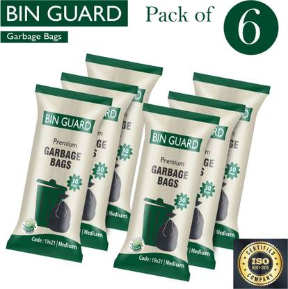 BIN GUARD Garbage Bag 30 Bag X 6 Roll Medium 15 L Garbage Bag  Pack Of 180