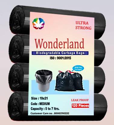 WONDERLAND 120 Garbage bags, / Dustbin bags Size -19X21 Medium 9 L Garbage Bag  Pack Of 120