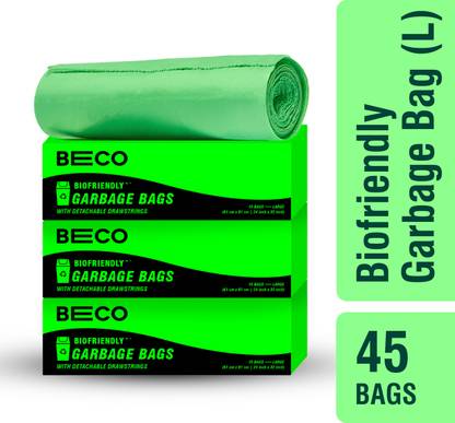 Beco Eco-Friendly Garbage Bags|24" x 32" |Large - 15Bags x 3 Rolls | Dry & Wet Waste Large 1 L Garbage Bag  Pack Of 45