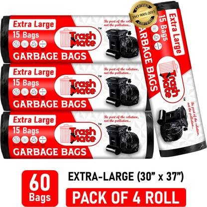 trashmate Biodegradable Black Garbage bag 30 X 37 inches | Dustbin Cover XL 70 L Garbage Bag  Pack Of 60