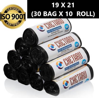 SEVENTEENSTITCH Biodegradable Black Garbage Bag - 19x21 ,(10X30=300 Pieces) Medium 5 L Garbage Bag  Pack Of 300