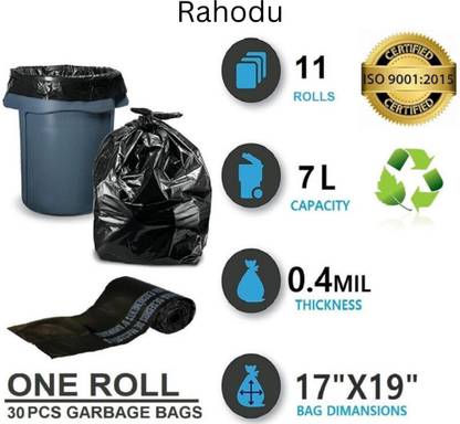 Rahodu E_11R_Black_330 Small 7 L Garbage Bag  Pack Of 330
