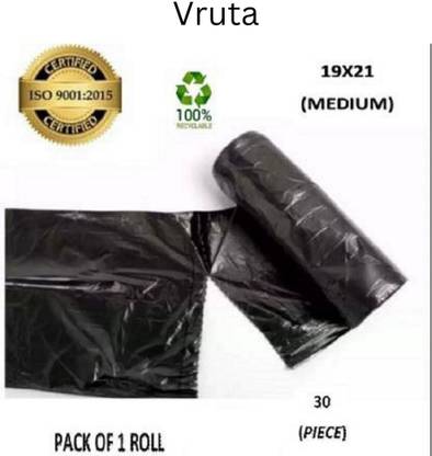 Vruta Black Garbage Bag 19*21(Pack of 30) Medium 6 L Garbage Bag  Pack Of 30