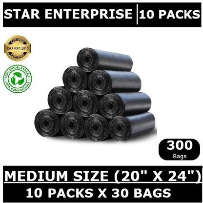 Star Enterprise Black Biodegradeable Garbage Bags - 20 Inch X 24 Inch Medium 30 L Garbage Bag  Pack Of 300