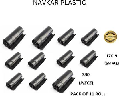 Navkar Plastic BIODEGRADABLE DUSTBIN BAG ROLL SIZE -17*19[11 ROLL] Small 11 L Garbage Bag  Pack Of 330