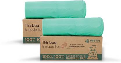 ARTH 100% Compostable Garbage Bag, Eco Friendly, Leak Resistant Trash Bag Medium 8 L Garbage Bag  Pack Of 30