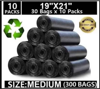 KALP CRAZE Biodegradable Black Garbage Bag - 19x21 ,(300 Pieces) Medium 12 L Garbage Bag  Pack Of 300
