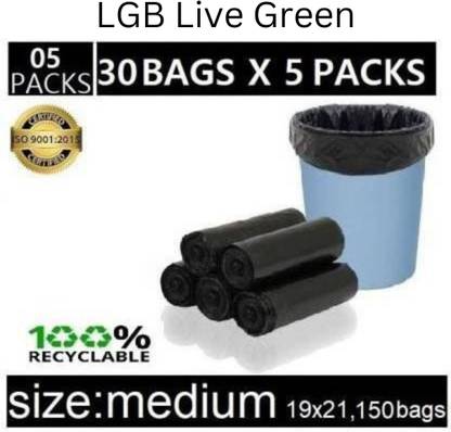 LGB Live Green Home 05 ROLL BLACK 19X21 Medium 6 L Garbage Bag  Pack Of 150