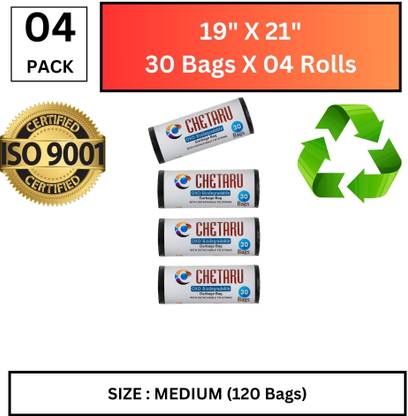 AAYAR Classic Value Medium Trash Bag Pack of 120 Medium 6.14999999999998 L Garbage Bag  Pack Of 120