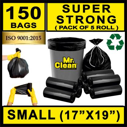 MCP Biodegradable Garbage Bag(17 X 19 Inch)Black- Pack of 5| Disposable Dustbin Bag Small 12 L Garbage Bag  Pack Of 150