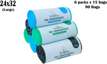 TRIBHU GB COMBO 6 PACKS 24x32(LARGE) Large 6 L Garbage Bag  Pack Of 90