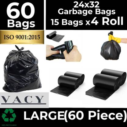 BRUZZLINE B_25*30 ( 4 ROLL 60 BAGE) Large 20 L Garbage Bag  Pack Of 60