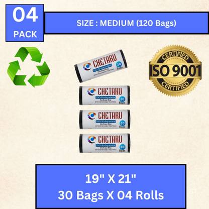 chetaru Daily Use Durable Medium Trash Bag 120 Bags Total Medium 8.84999999999996 L Garbage Bag  Pack Of 120