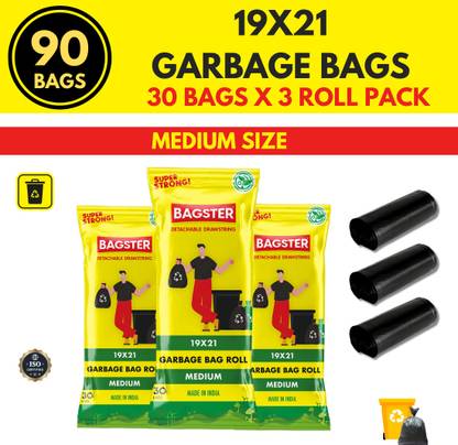 Bagster Premium Biodegradable- Compostable Garbage bag Medium 22 L Garbage Bag  Pack Of 90