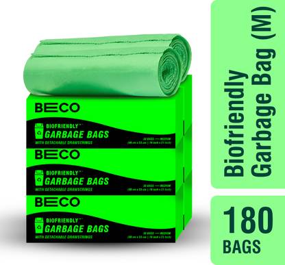 Beco Eco-Friendly Garbage Bags| 19" x 21"|Medium-15Bags x 6 Rolls | Dry & Wet Waste Medium 1 L Garbage Bag  Pack Of 180