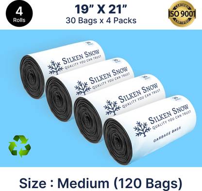 SILKEN SNOW Dustbin Bag, 48 x 56 cm, Pack of 4 x 30, Biodegradable Waste Bag 19 x 21 Inches, Medium 30-35 L Garbage Bag  Pack Of 120