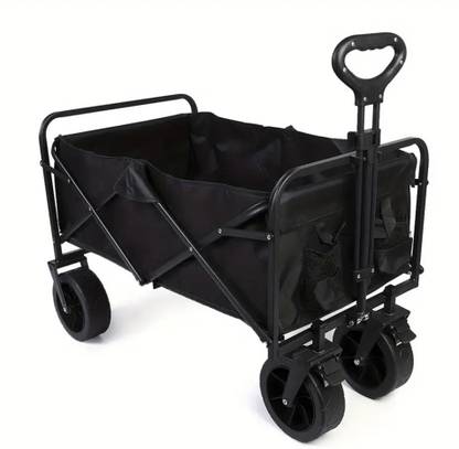 KUBER INDUSTRIES Foldable Garden Wagon Cart With 5" Narrow Wheels | Black Yard Cart Garden Cart