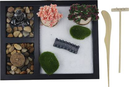 BNF Mini Zen Garden Sand Tray Kit Buddha Statues for Stress Relief Home Desk Garden Gnome
