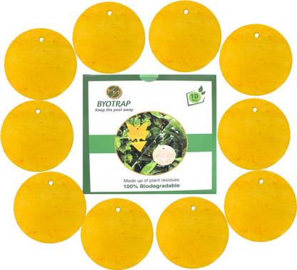 BYOTRAP Biodegradable Sticky Trap Round design for Insect pests (pack of 10 pc) Garden Pick