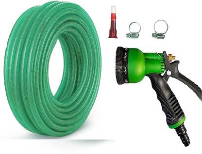 SKYVOKES 1/2 INCH HOSE PIPE 10 METER WITH 7 Pattern High Pressure Plastic Sprayer Gun 0 L Hose-end Sprayer