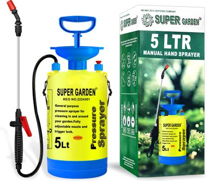 Super Garden PORTABLE PRESSURE WITH 5 LITRE TANK USED FOR PLANT & PESTICIDE SPRAY ETC 5 L Hand Held Sprayer