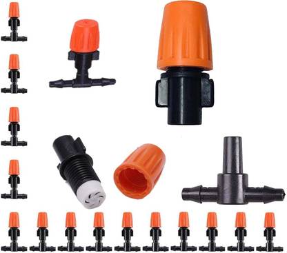 DIY Crafts 360° Misting Nozzle Sprinkler for Water Misting Cooling System Nozzle Mist+T/Tee 0 L Hose-end Sprayer