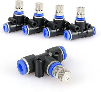 Appster 5pcs 6mm Atomization Brass Fogger Nozzles with Tee Connector for Misting Fogging 0 L Hose-end Sprayer
