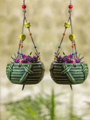ExclusiveLane Nature's Basket Handmade & Hand Painted Hanging Plant Container Set