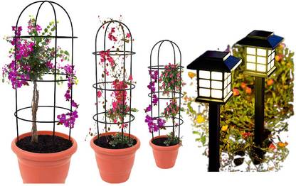 GREEN TOUCH Pack of5 Diffrent Type Heavy Gauge Plant Support,plant straightener,2solar light Garden Tool Kit