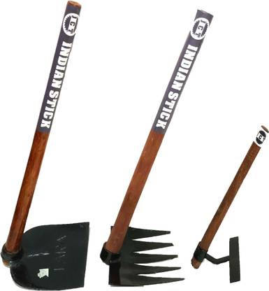 JCT AGRICO SPADE,RAKE,WEEDING RAKE WITH WOODEN HANDLES(70,70,35CM) Garden Tool Kit