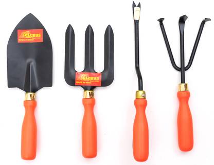 Globus 822 Garden Tool Set/ 4 PCS (Big Trowel, Weeder Fork, Weeder, Hand Cultivator) Garden Tool Kit
