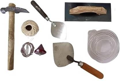 Implemental Mason Tools Combo(Gurmala, Tesi Hammer, Mason Thread, 3/4" Plumbo, Mansola Garden Tool Kit