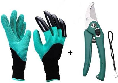 EGoodz Pruning Shears Set Stainless Steel Garden Shears, Including Waterproof Garden Gloves with Claw Tools for Digging, Weeding, Seeding, Poking and Cutting for Home and Garden Use Garden Tool Kit