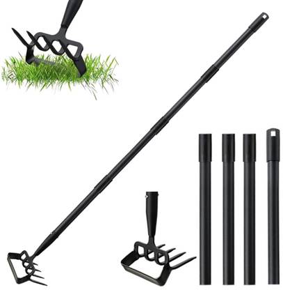 SERPLEX Action Hoe for Weeding, 2 in 1 Scuffle Hoe with 63 inch Adjustable Metal Hand Garden Tool Kit