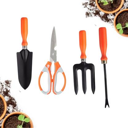 GO HOOKED Gardening Tools Kit Fork Transplanter Weeder Graden Scissor Soft Grip Handle Garden Tool Kit