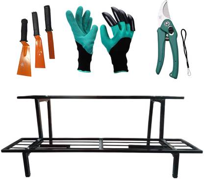 GREEN TOUCH Two Step Stand, Khurpa Khurpi Set , Cutter And Gloves Garden Tool Kit