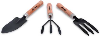 VISKO 624 Garden Tools With Wooden Handle 3Pc Garden Tool Kit