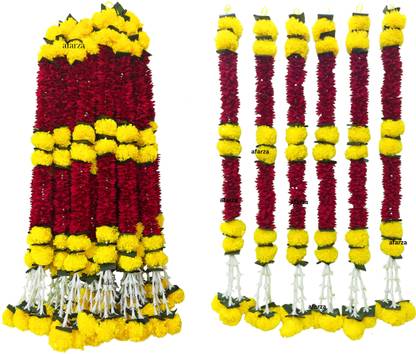 Afarza Garland Toran for Door Hanging Marigold Flower Home Decoration Diwali Wedding (30 Inch/6 strings) Garland