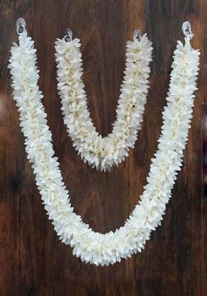 snehatrends Artificial Garland Flower Mala for Photo Frame & God Idols (plain White) fabric Garland